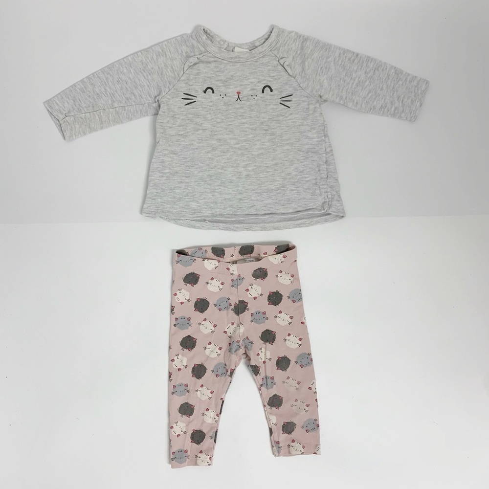 H&M 2 piece set cats kittens Sz 6-9M